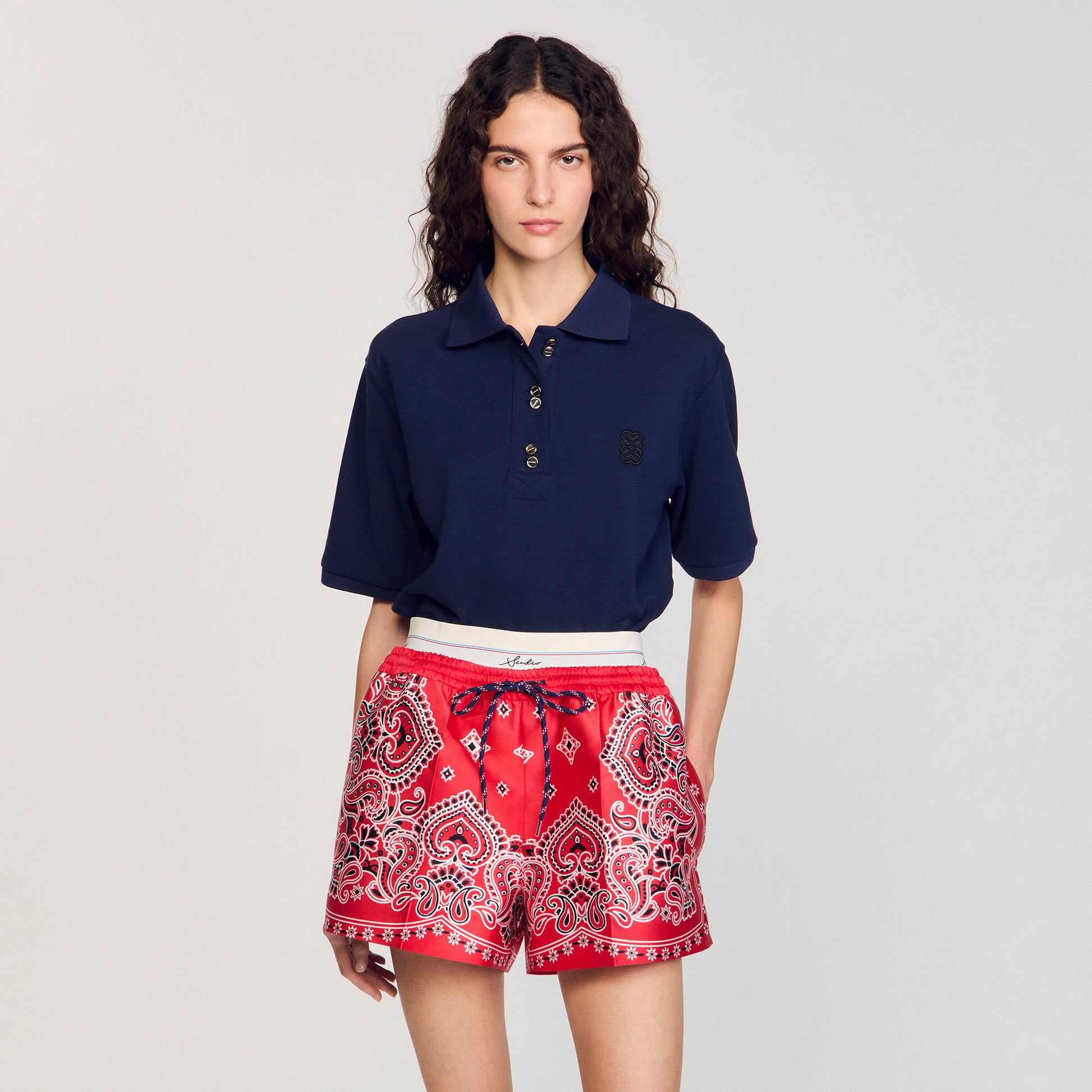 Sandro Polo shirt with decorative buttons Navy Blue
