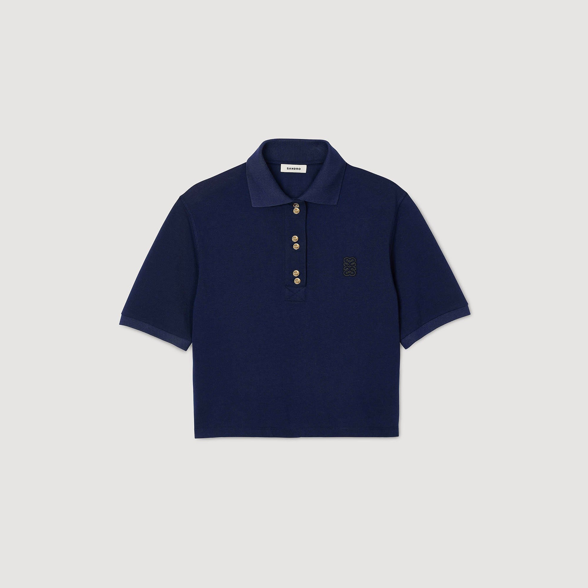 Sandro Polo shirt with decorative buttons Navy Blue