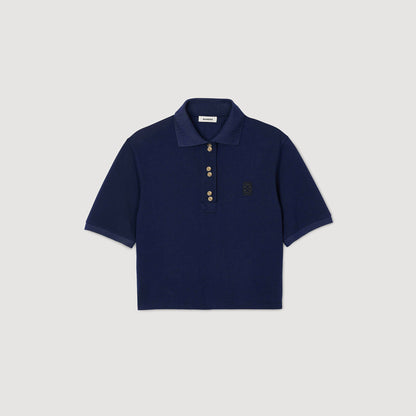 Sandro Polo shirt with decorative buttons Navy Blue