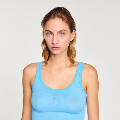 Sandro Ribbed vest top Blue