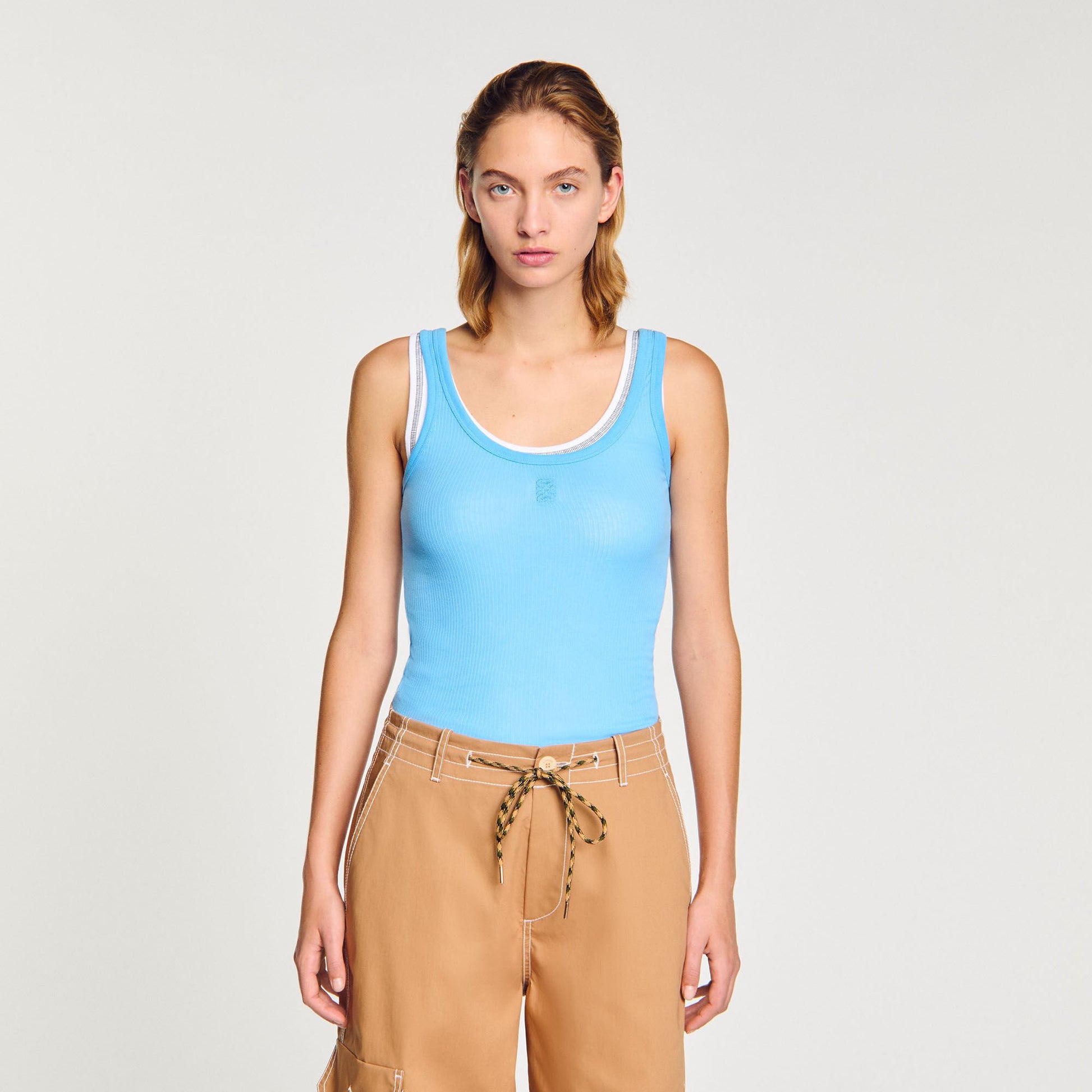 Sandro Ribbed vest top Blue
