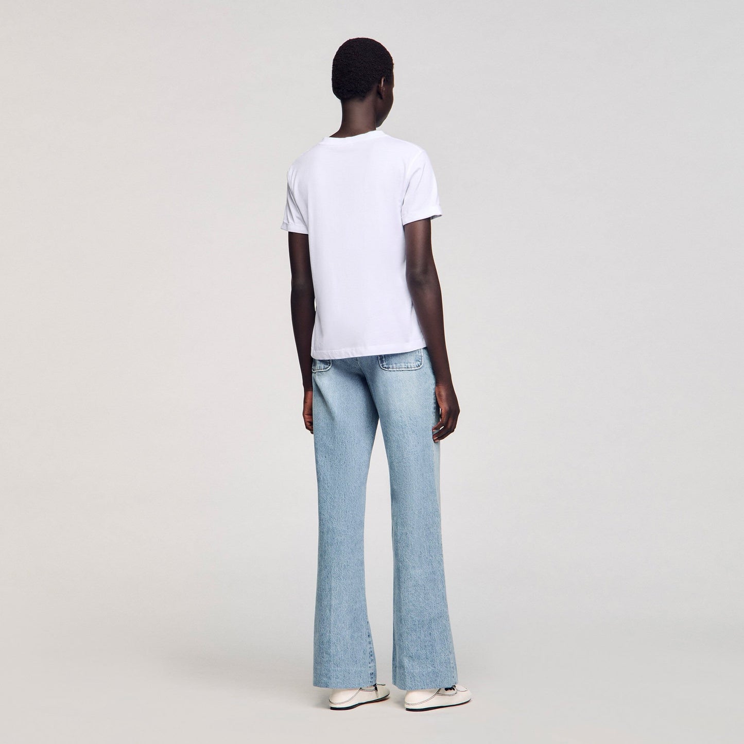 Sandro Cotton T-shirt with embroidery White