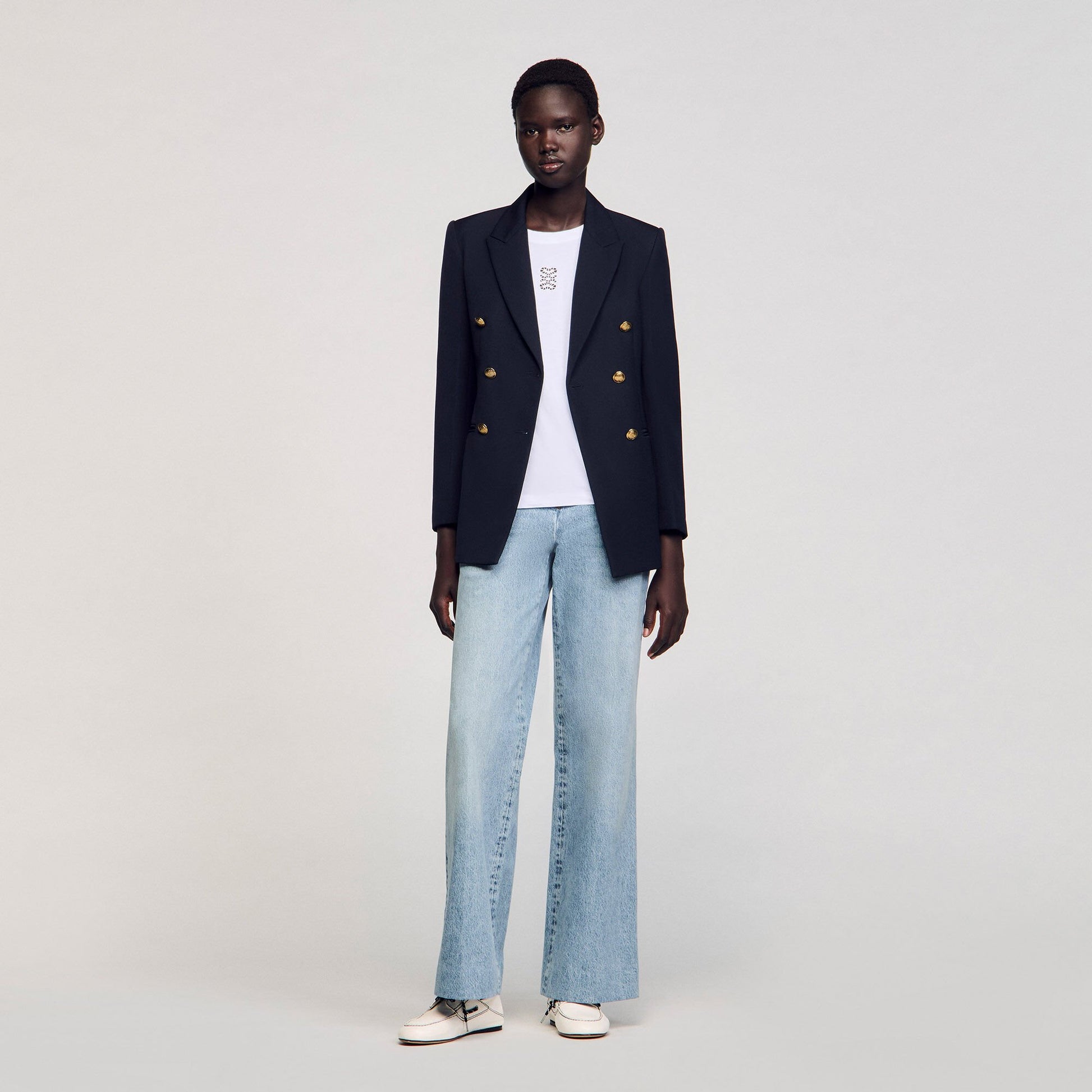 Sandro Cotton T-shirt with embroidery White