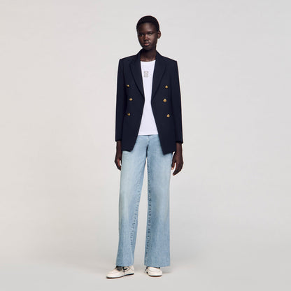 Sandro Cotton T-shirt with embroidery White