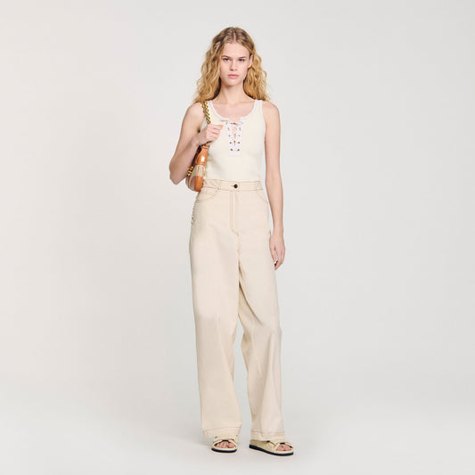 Sandro Lace-up vest top Ecru