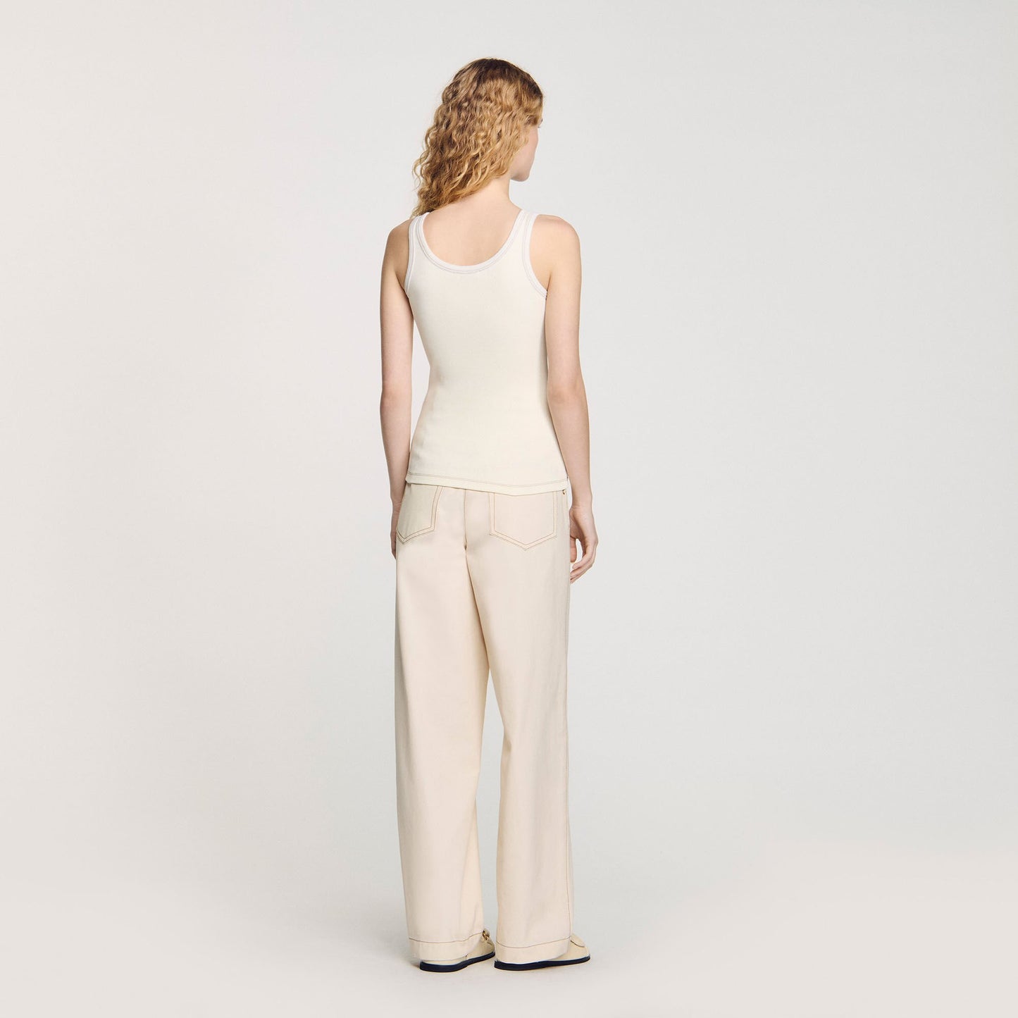 Sandro Lace-up vest top Ecru
