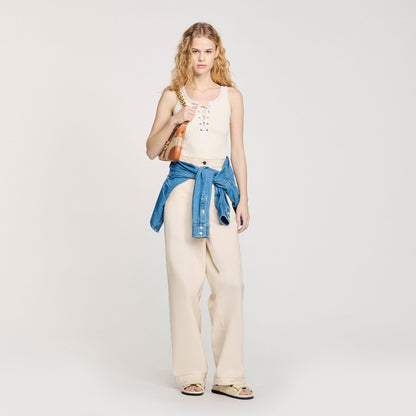 Sandro Lace-up vest top Ecru