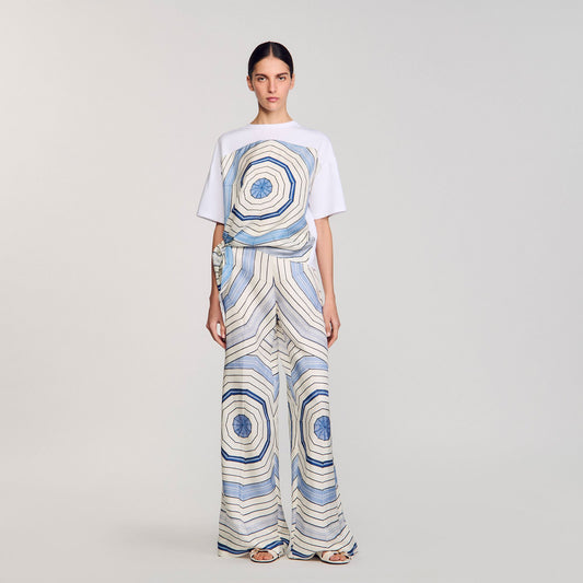 Sandro Spiral print T-shirt Sky Blue