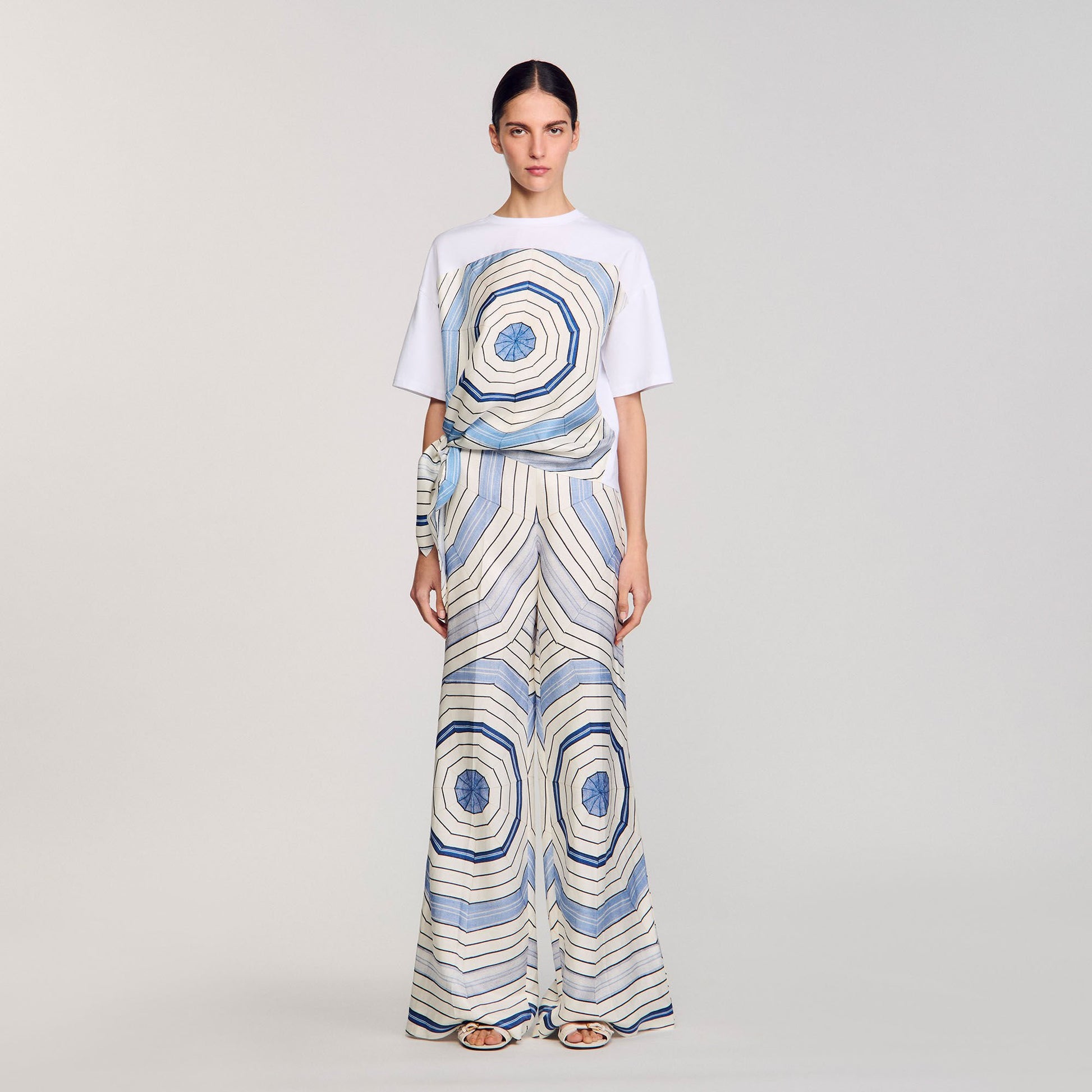 Sandro Spiral print T-shirt Sky Blue