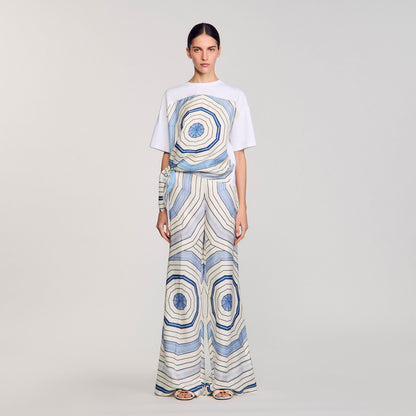 Sandro Spiral print T-shirt Sky Blue