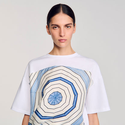 Sandro Spiral print T-shirt Sky Blue