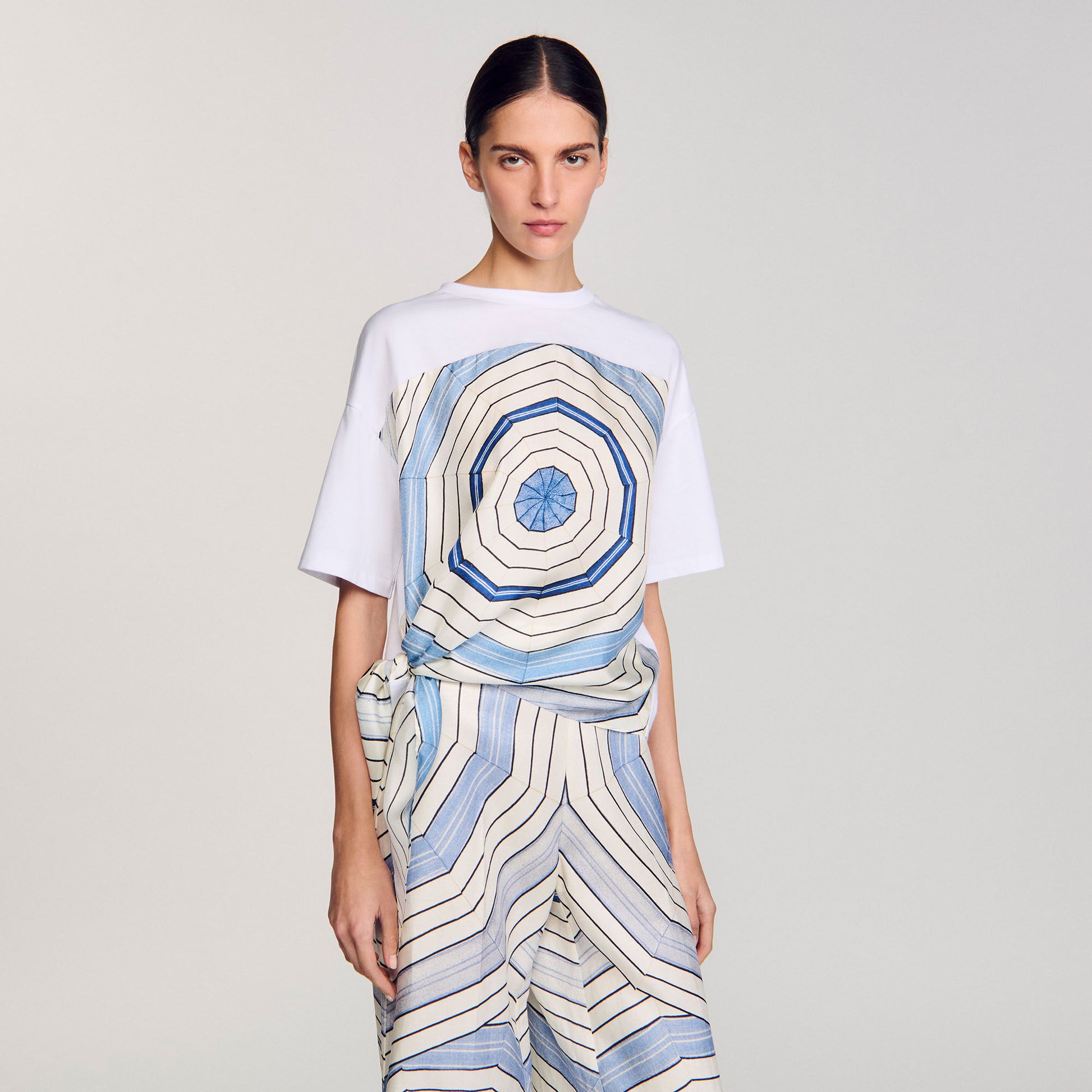Sandro Spiral print T-shirt Sky Blue