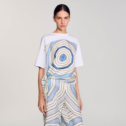Sandro Spiral print T-shirt Sky Blue