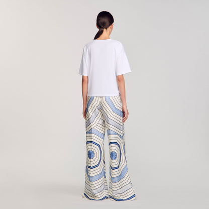 Sandro Spiral print T-shirt Sky Blue