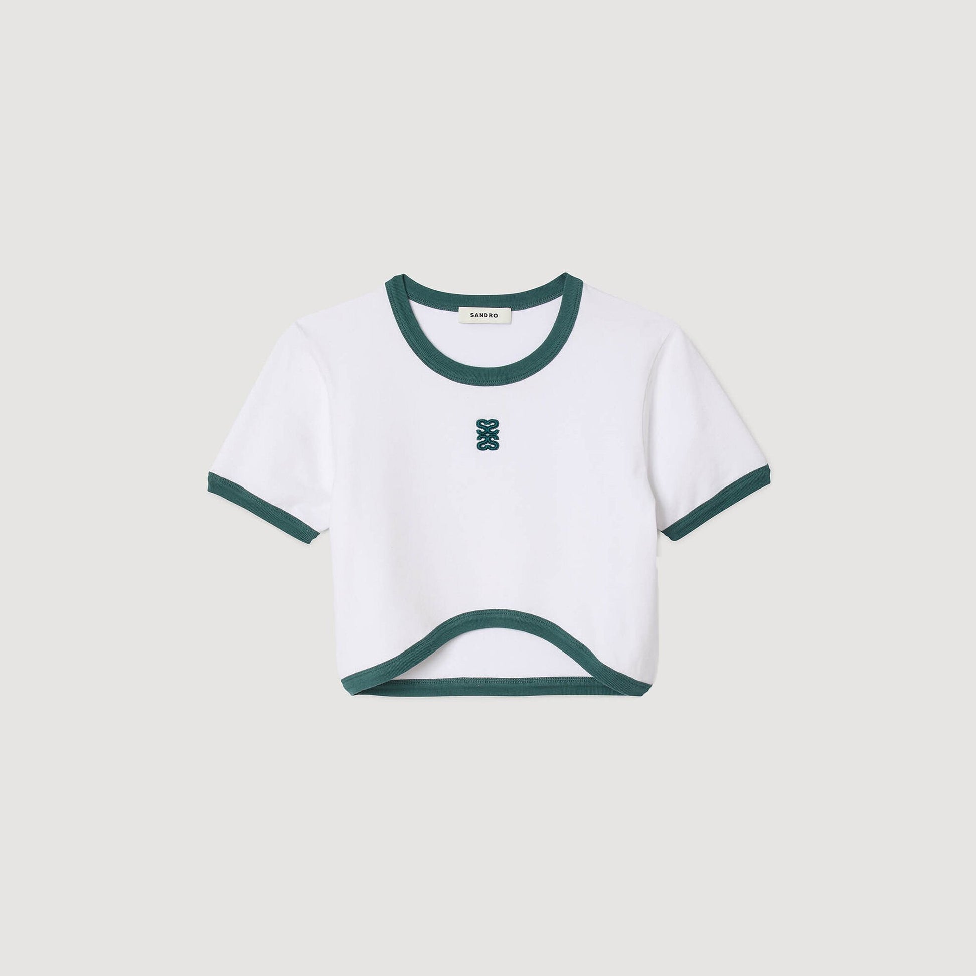 Sandro Two-tone cropped T-shirt White