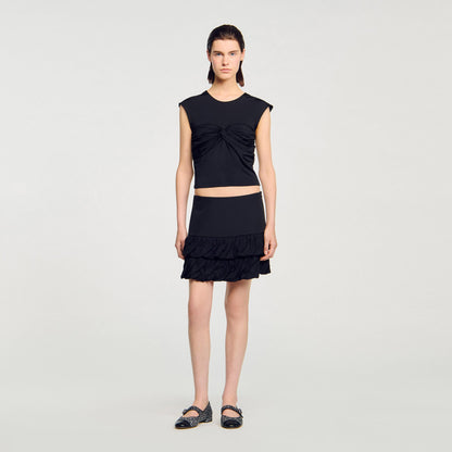 Sandro Draped T-shirt Black