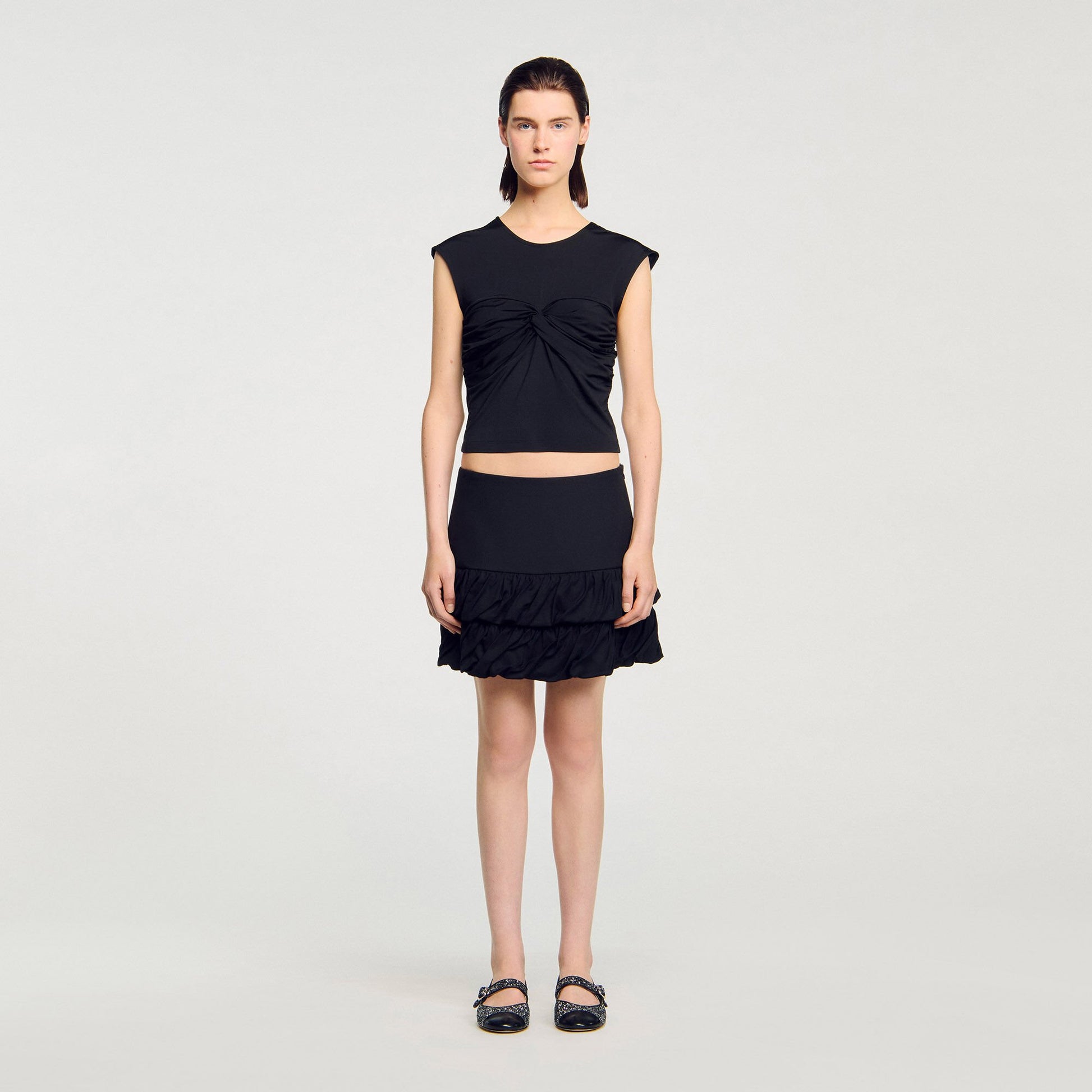 Sandro Draped T-shirt Black