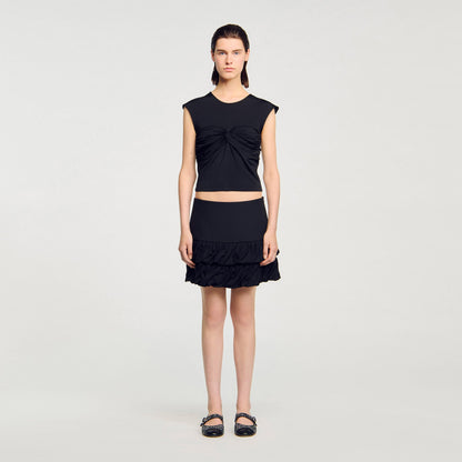 Sandro Draped T-shirt Black
