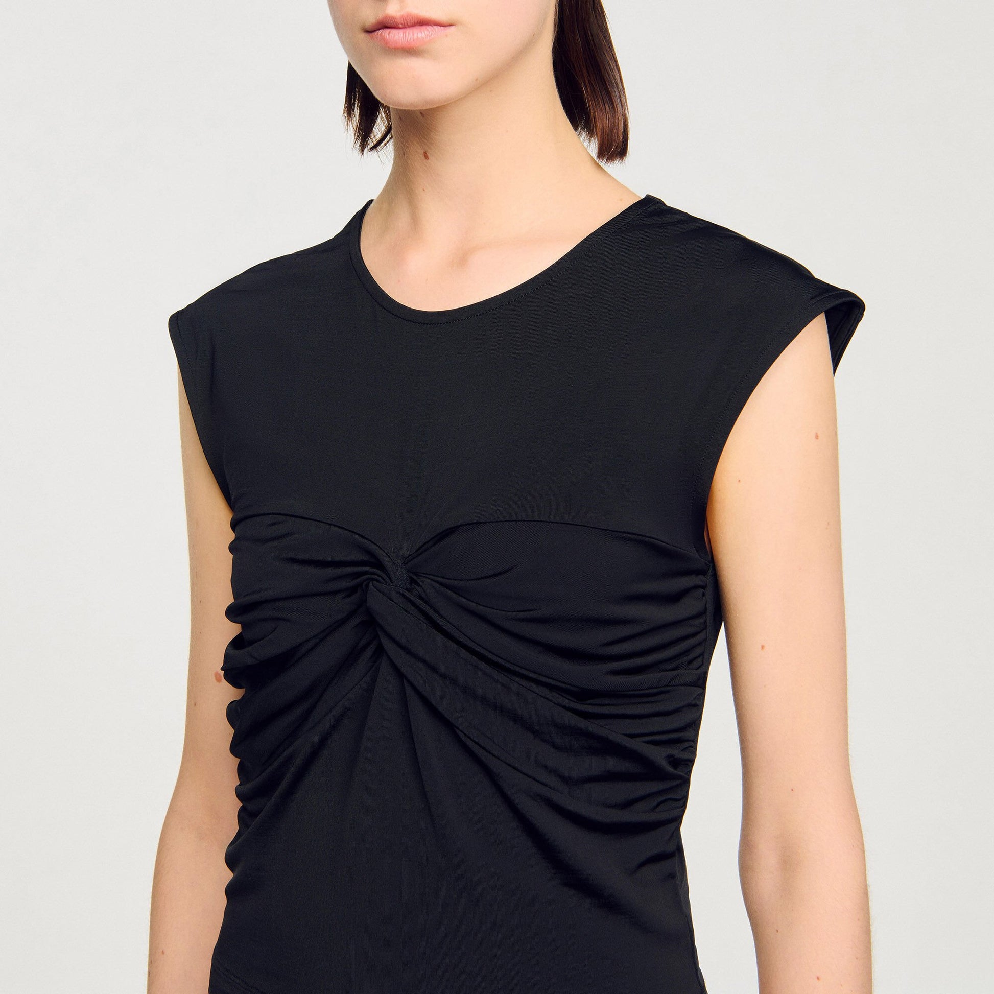 Sandro Draped T-shirt Black