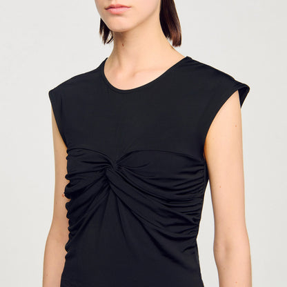 Sandro Draped T-shirt Black