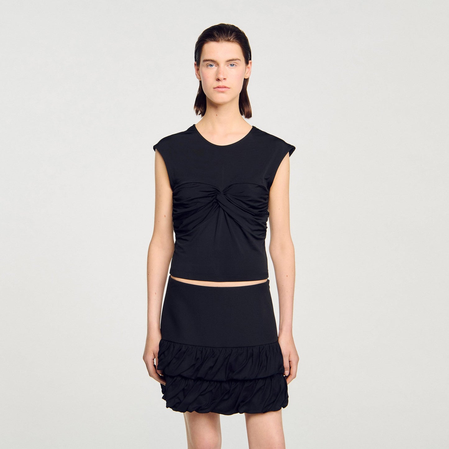 Sandro Draped T-shirt Black
