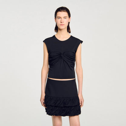Sandro Draped T-shirt Black