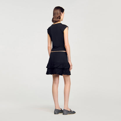 Sandro Draped T-shirt Black