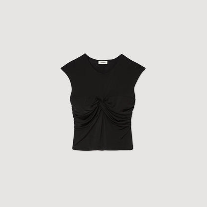 Sandro Draped T-shirt Black