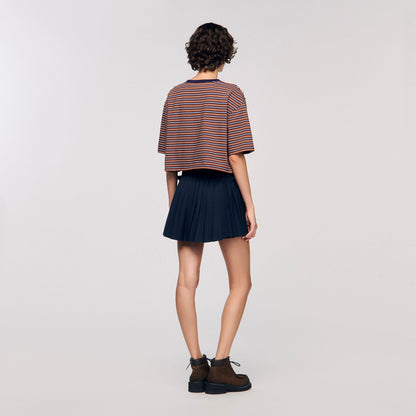 Sandro Striped rhinestone T-shirt Brown / Deep Blu