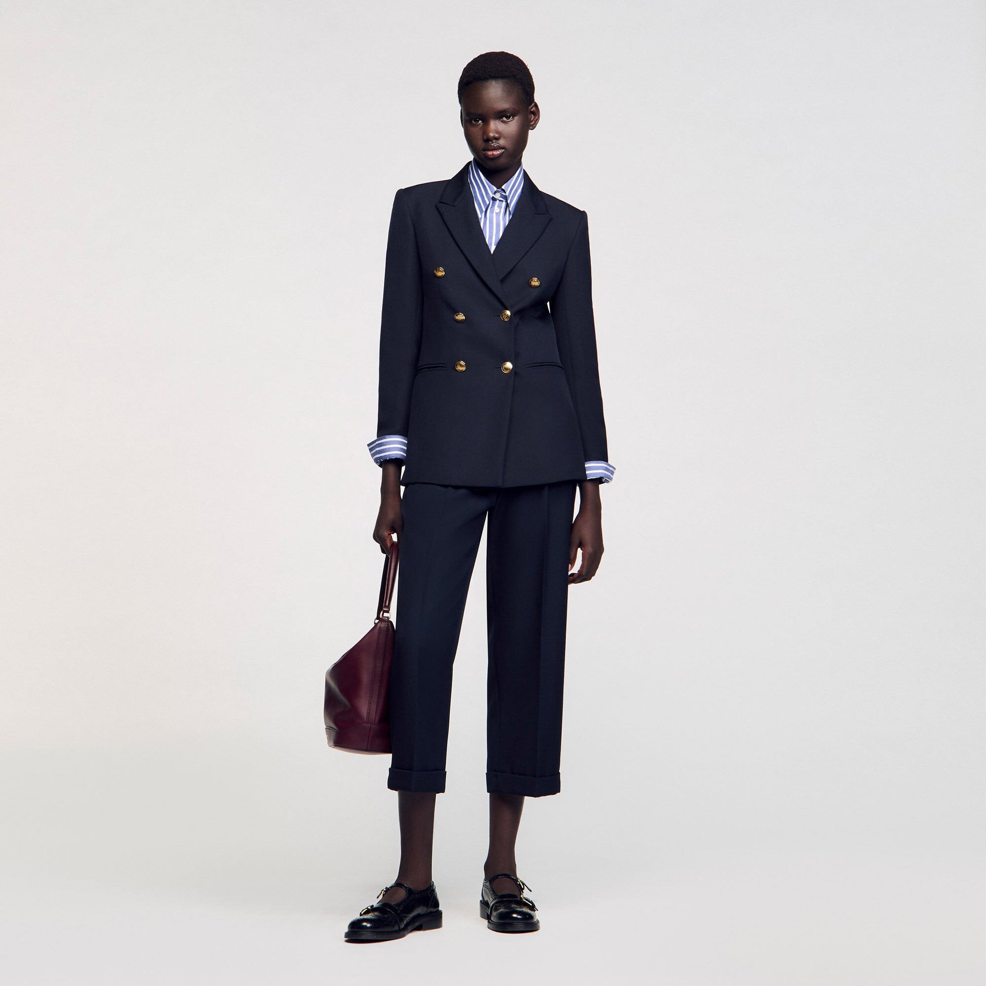 Sandro Double-breasted suit jacket Navy Blue