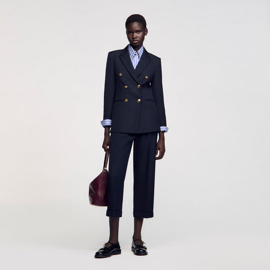Sandro Double-breasted suit jacket Navy Blue