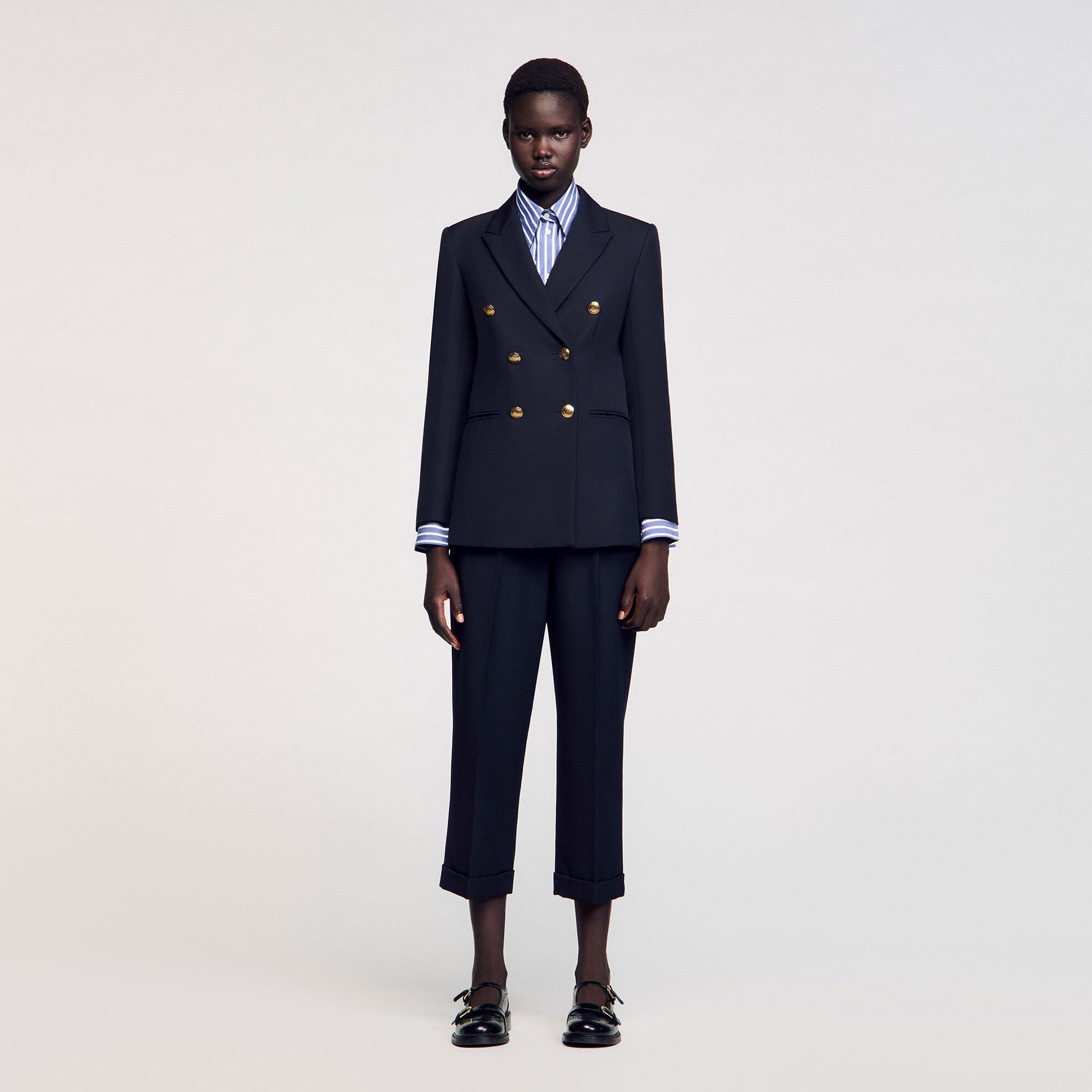 Sandro Double-breasted suit jacket Navy Blue