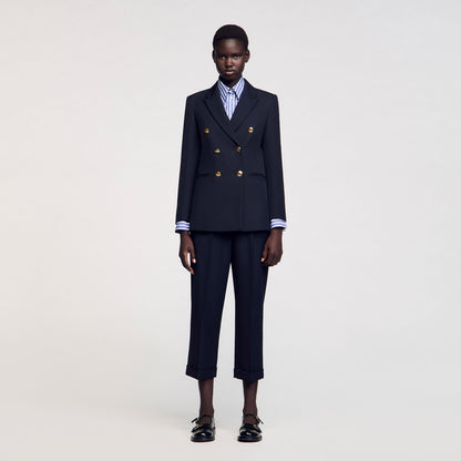 Sandro Double-breasted suit jacket Navy Blue