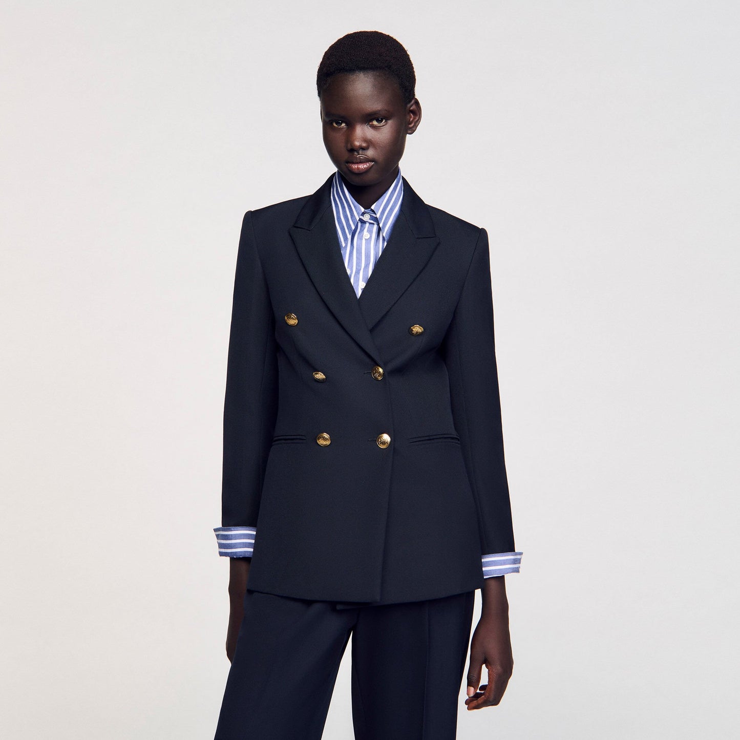 Sandro Double-breasted suit jacket Navy Blue