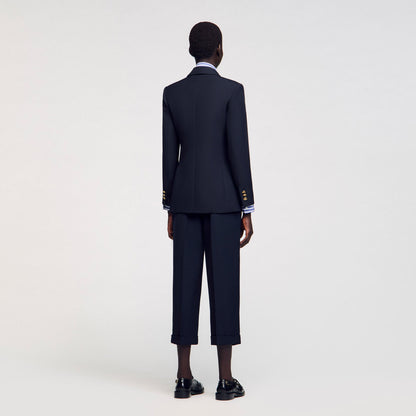 Sandro Double-breasted suit jacket Navy Blue