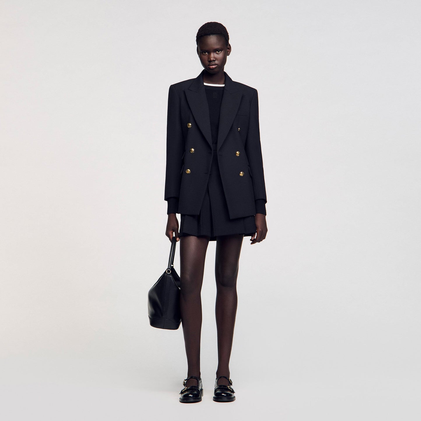 Sandro Double-breasted suit jacket Black