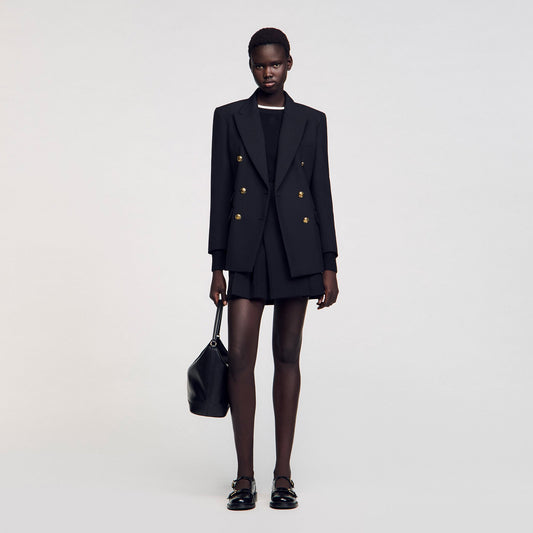 Sandro Double-breasted suit jacket Black