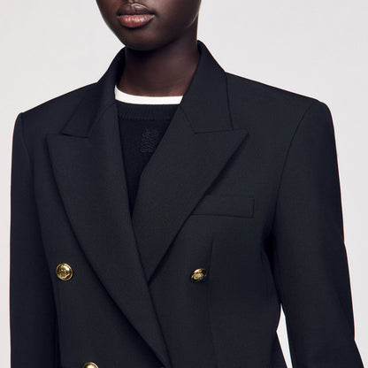 Sandro Double-breasted suit jacket Black