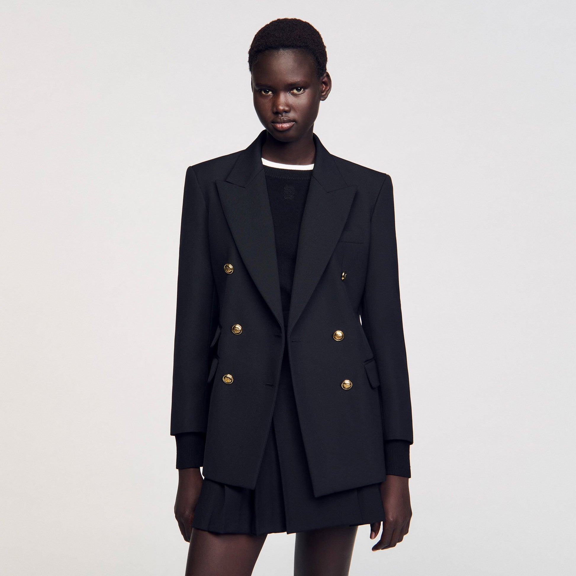 Sandro Double-breasted suit jacket Black