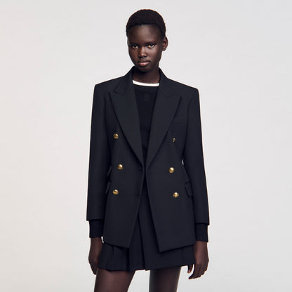 Sandro Double-breasted suit jacket Black