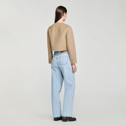 Sandro Cropped button-down jacket Beige