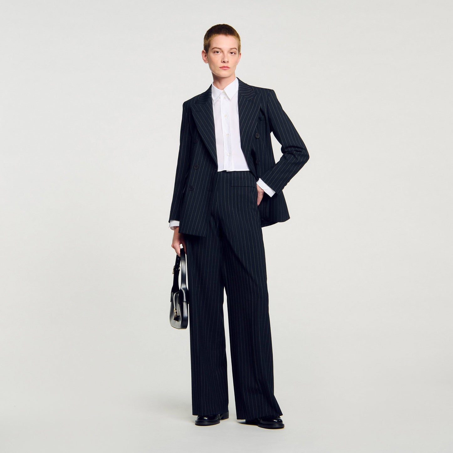 Sandro Striped suit jacket Black
