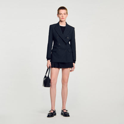 Sandro Striped suit jacket Black
