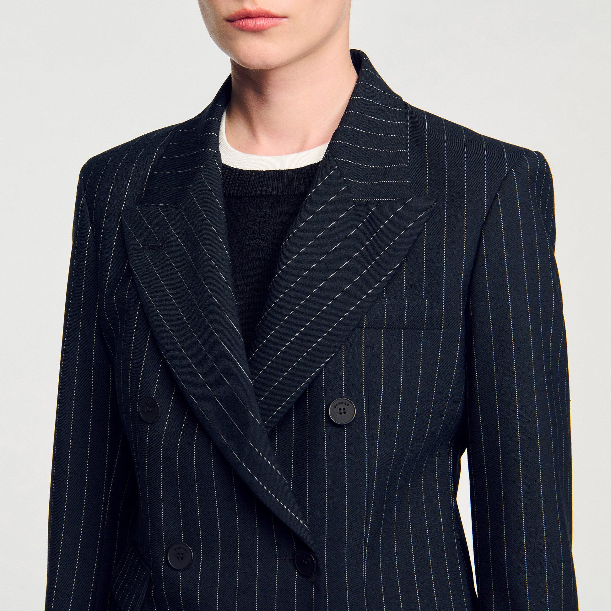Sandro Striped suit jacket Black