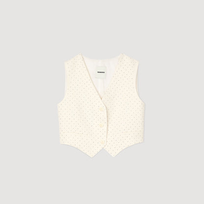 Sandro Rhinestone tweed jacket Ecru