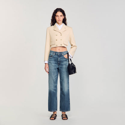 Sandro Cropped buttoned jacket Sand