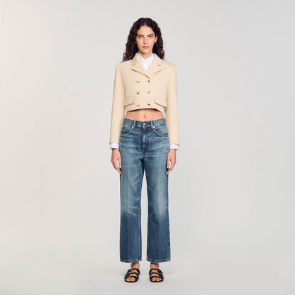 Sandro Cropped buttoned jacket Sand