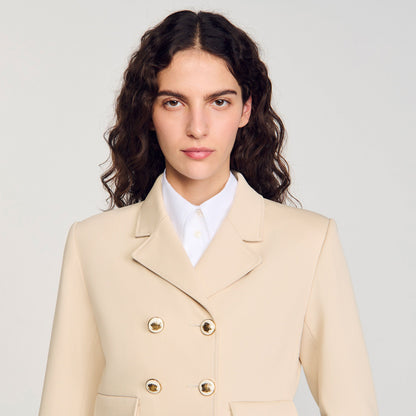 Sandro Cropped buttoned jacket Sand