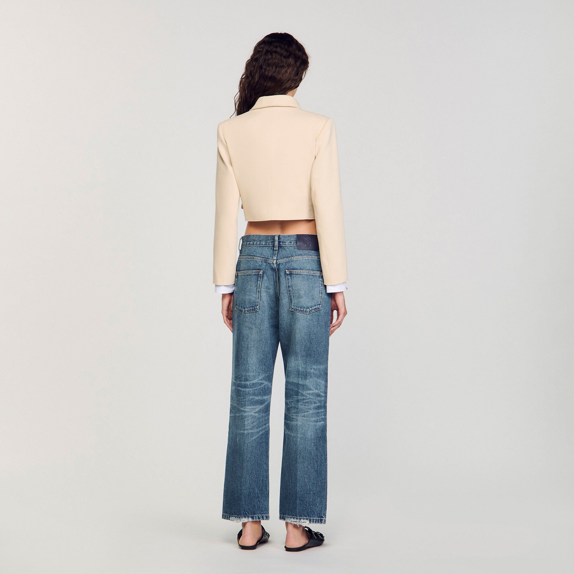 Sandro Cropped buttoned jacket Sand