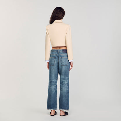 Sandro Cropped buttoned jacket Sand